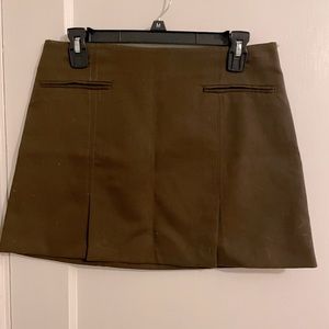 Zara mini skirt, canvas / tweed material, brownish green color